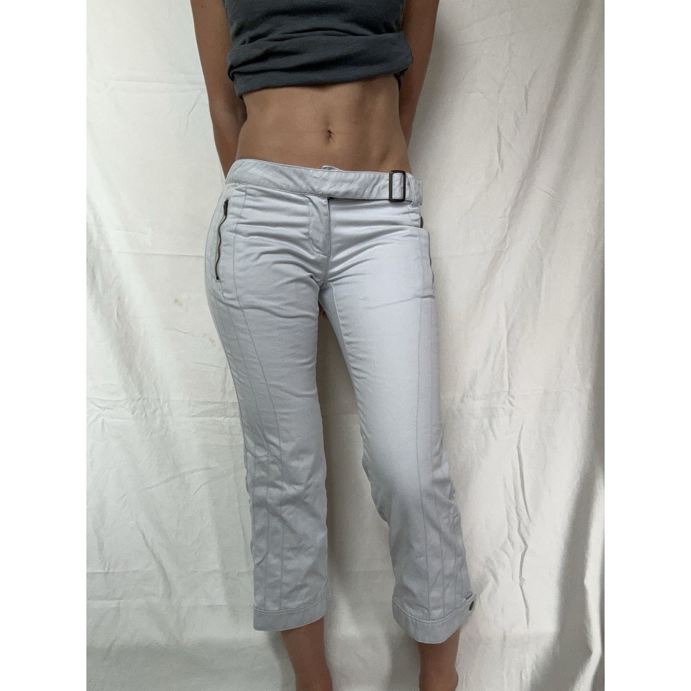 2000s Free People Utility Capri Pants Buckle Detail Zipper Y2K Preppy Grunge